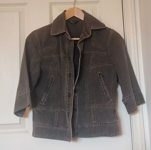 EU Eunice dark gray denim jacket with buttons and zipper pockets
